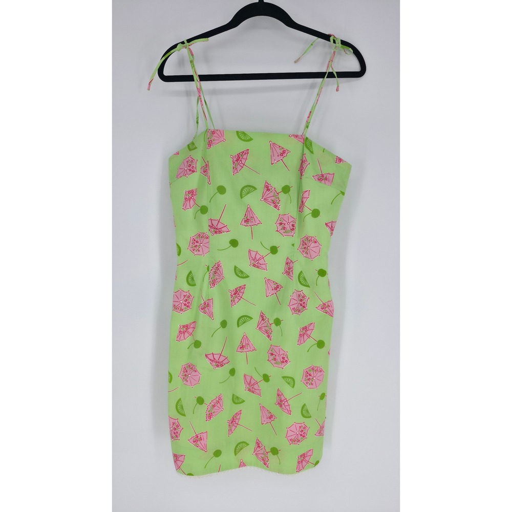 LILLY PULITZER LIME GREEN UMBRELLA SHIFT DRESS SIZE 12 COQUETTE BEACH GIRLY
